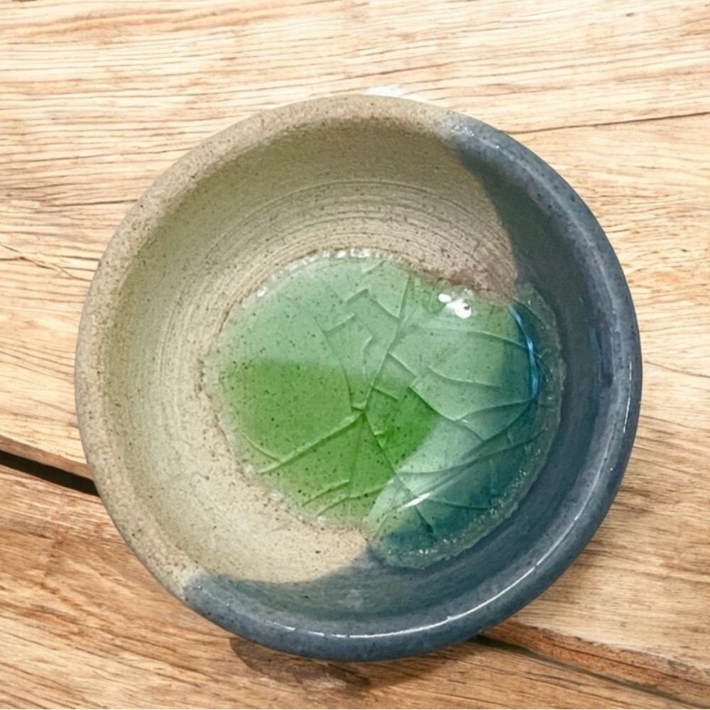 Blue & Green Ceramic Incense Bowl New - Picture 2 of 3